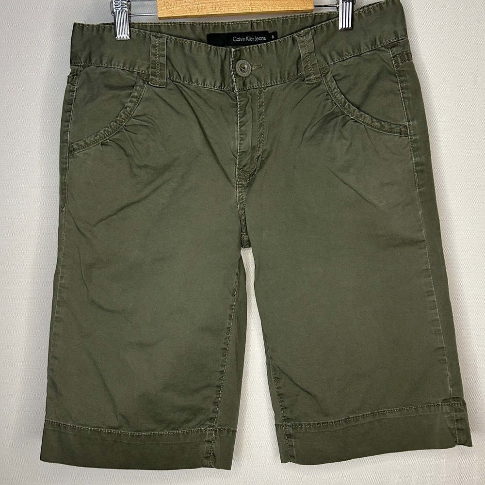 Calvin Klein Jeans Olive Green Bermuda Shorts 6 Military Hiking Gorpcore‎ Earthy